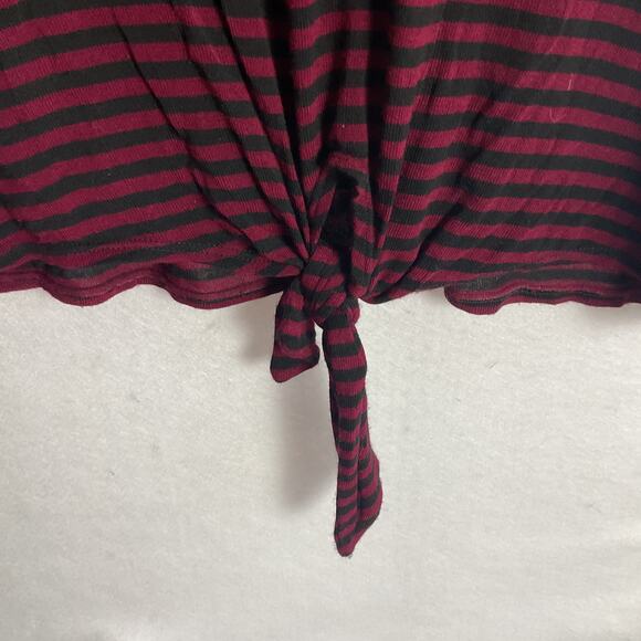 Enza Costa Womens Striped Front Tie Cropped Tee Shirt Small - Picture 3 of 9